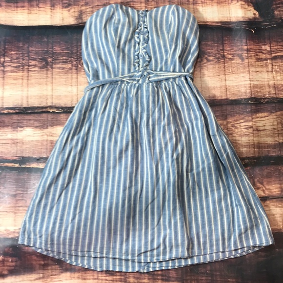 Mossimo Supply Co. Dresses & Skirts - Blue Striped Strapless Button Bow Dress